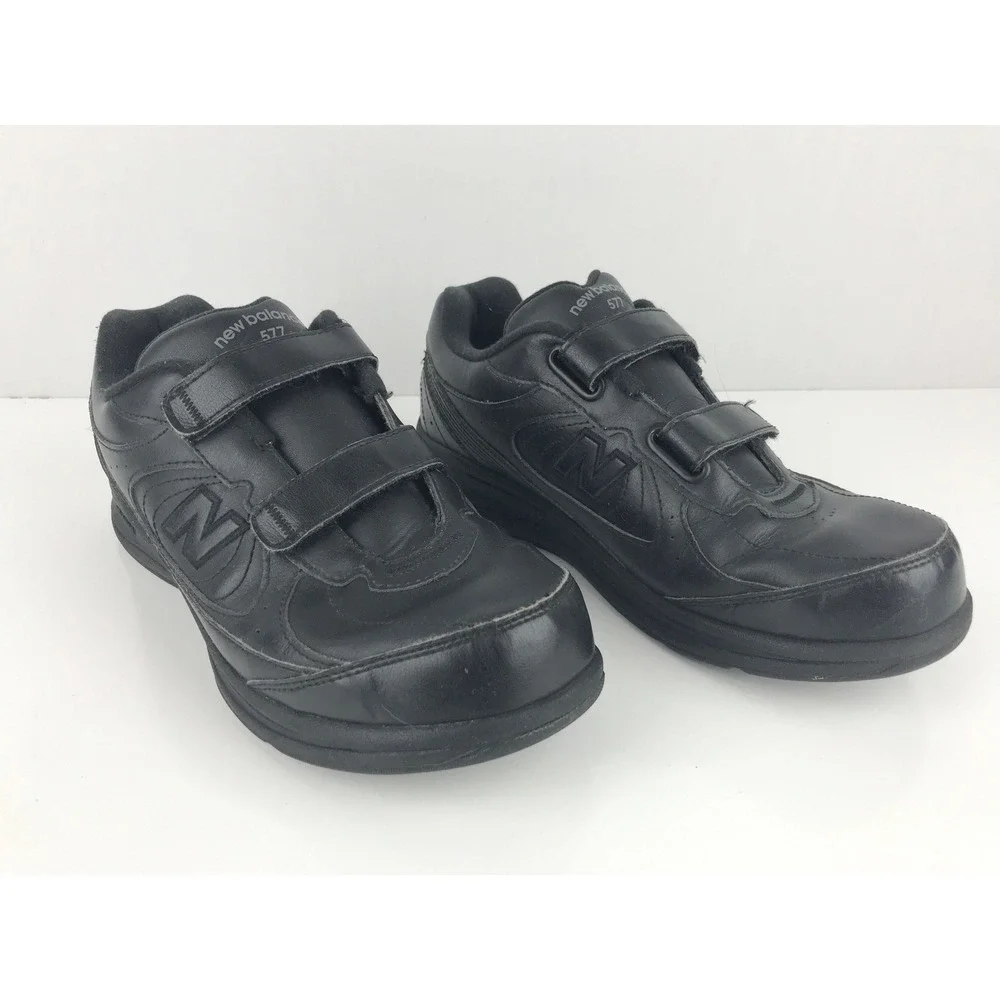 New Balance 577 MW577VK Sneaker Mens Black Leather Walking Shoes Size 9‎